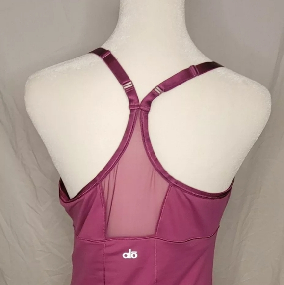 ALO Yoga Rib Support Tank Top w Shelf Bra Magenta Pink size Large - Picture 4 of 7